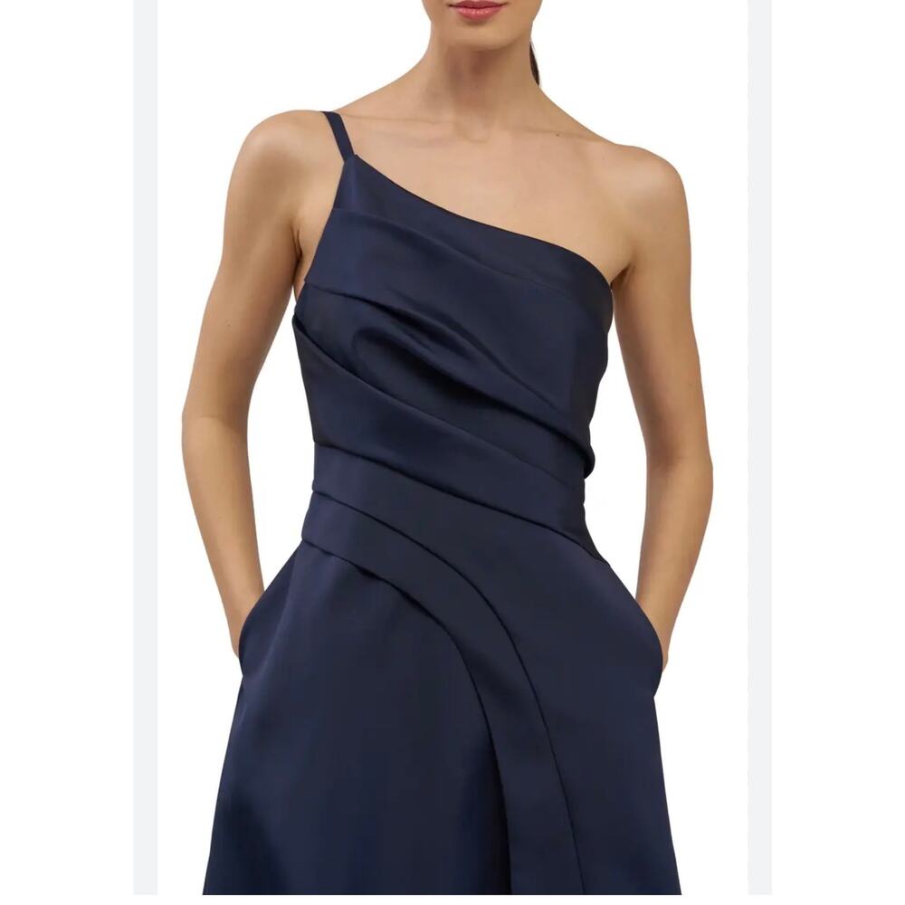 New Kay Unger Jillian One-Shoulder Gown Dark Midnight Blue Size 4 - Picture 6 of 8